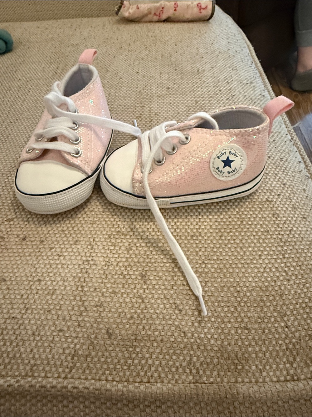 Baby Glitter High-Top Sneakers in Pink